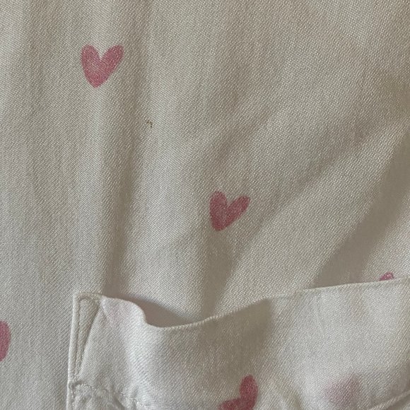 Rails Anthropologie Womens Blouse Crop Val Scribble Heart Size M Button Up White - Picture 15 of 16